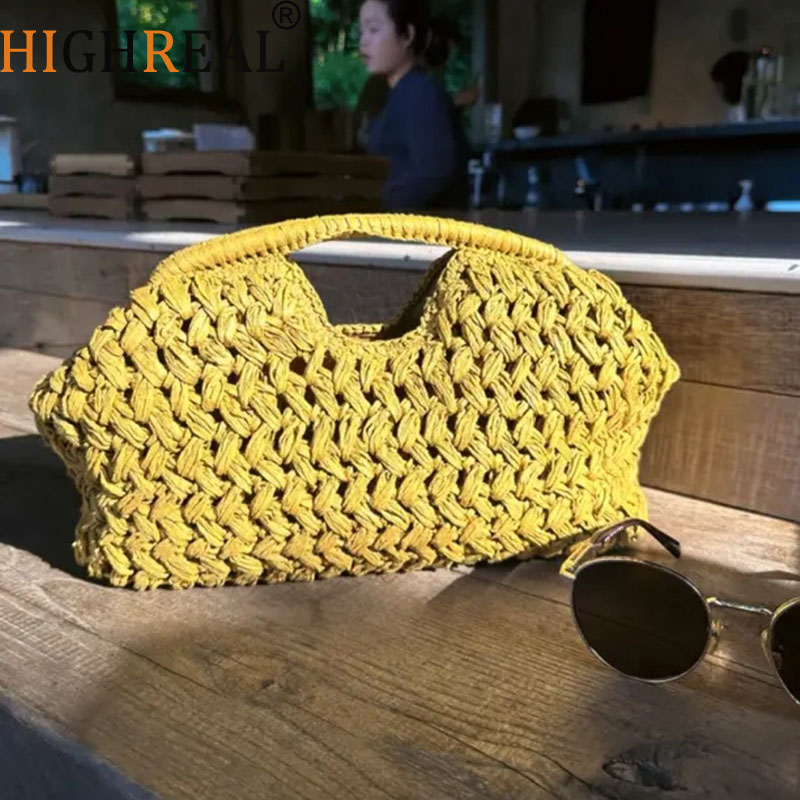 Women'S Raffia Bags - Sac à main tissé en chaîne