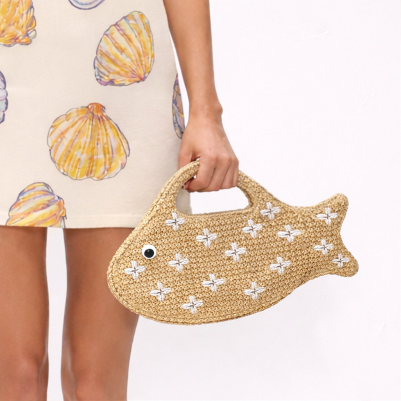 Sac à main en raphia brodé, po - Women'S Raffia Bags avis et prix